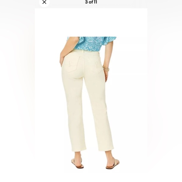 NWT Lilly Pulitzer South Ocean High Rise Straight Leg Jeans in Lemon Meringue - Picture 8 of 8